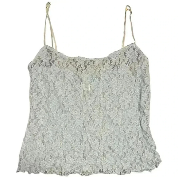 August Moon Y2K Blue Floral Lace Tank Top - Picture 1 of 3